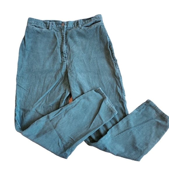 Vintage 90s Army Green Corduroy Mom Jeans High Waist Tapered Leg Sz 14 X 30‎ - Picture 5 of 11